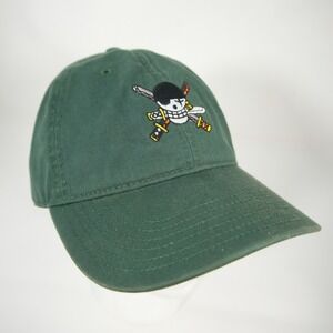 Ripple Junction One Piece Zoro Hat Mens OS Green Embroidered Jolly Roger Cap